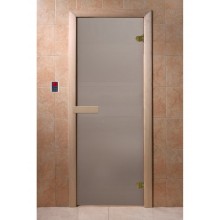 Дверь стеклянная DoorWood 700*1900 "Теплое утро" стекло сатин матовый 6 мм, коробка хвоя, деревянная ручка